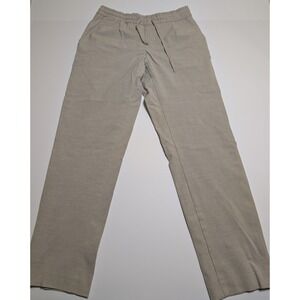 Zara Womens Drawstring Elastic Waist Straight Leg Trousers Beige Small